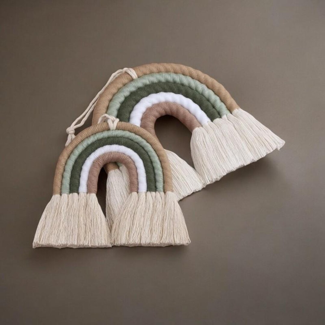 Boho Rainbow Wall Hanging, Neutral Macrame Rainbow Decor, Nursery Wall ...