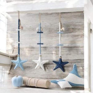 Coastal Hanging Starfish Decor - Beach Vibes Wall Art - Nautical Home Decor - Home Decor - 23inch