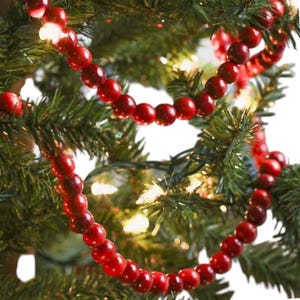 Cranberry Bead Garland,  Wooden Bead Garland, Christmas Garland, Rustic Garland, Farmhouse Garland, Holiday Decor