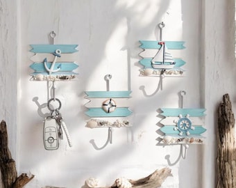 Mediterranean Style Cast Iron Hooks - Wall Hanger - Coat Hanger - Key Rack - Nautical Wall Decor - Coastal Home Accents