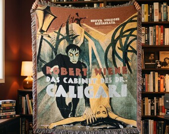 Dr Caligari Woven Blanket, German Expressionist Film Tapestry Throw, Vintage Horror Movie Couch Blanket, Silent Dark Cinema Gift Wall Decor