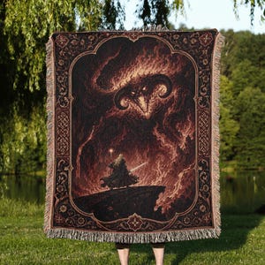 Gandalf gegen Balrog Webdecke, Herr der Ringe „Du sollst nicht vorbeikommen“-Wandteppich, Khazad-dûm-Couchdecke, Geschenk für Tolkien-Mittelerde-Fans, Wanddekoration