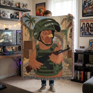 Manta tejida Rush B Inferno Chicken, divertida manta de tapiz para gamers de CS2, decoración de pared para sala de juegos, regalo de cumpleaños único para novio gamer.