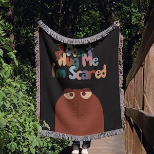 Don&#39;t Hug Me I&#39;m Scared Blanket Gift For DHMIS Fans, DHMIS Red Guy Blanket, Funny Dark Humor Blanket, DHMIS Tapestry, Unique Dhmis Design