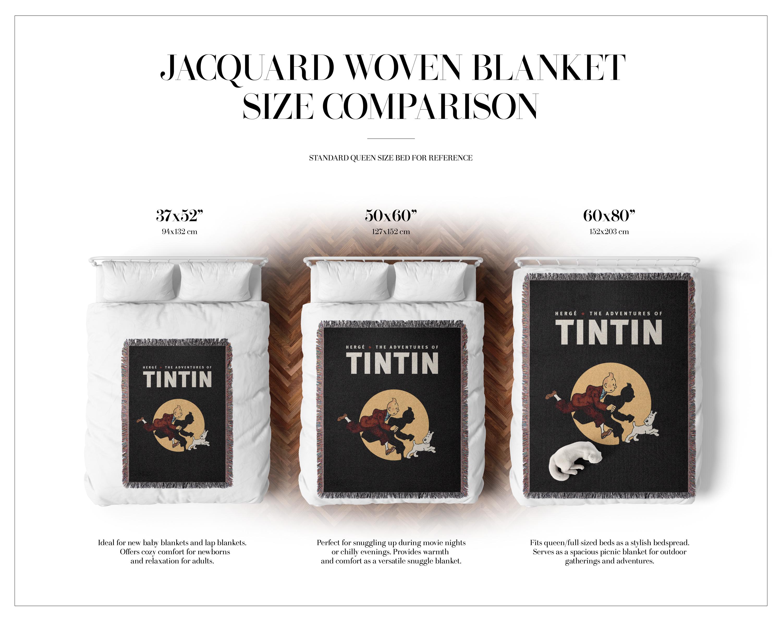 Tintin Comic Woven Blanket, Classic Graphic Novel Art Tapestry
