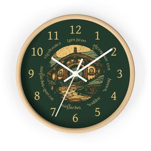 Seven Meals Wall Clock: Round Door Cottage Art - Halfling Kitchen Decor - Silent Mechanism - Fantasy Book Gift image 7