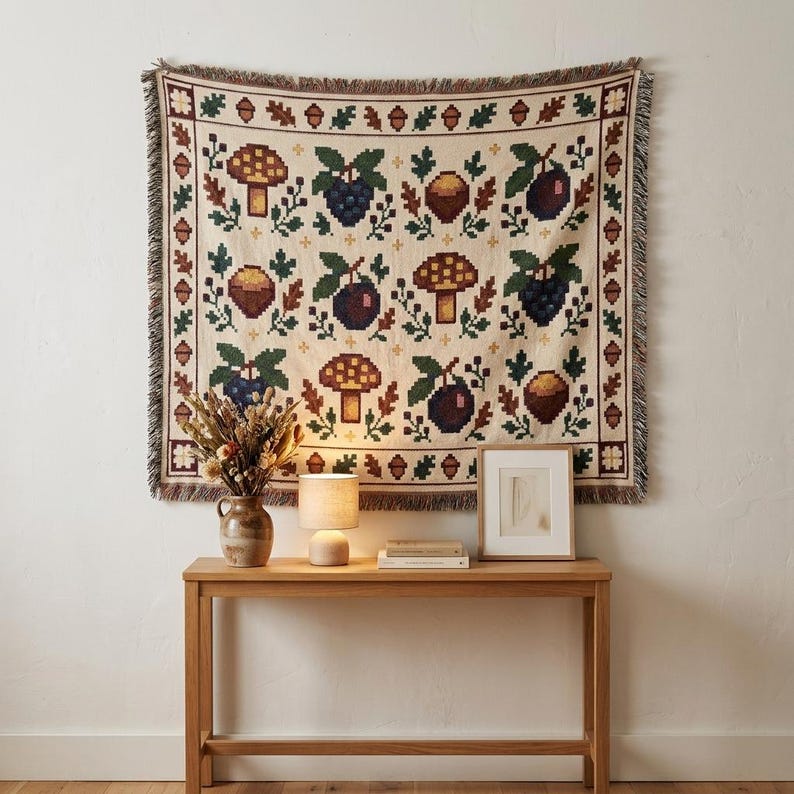 Stardew Valley Woven Blanket, Pixel Farm Tapestry Throw, Cozy Gaming ...