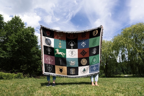 Medieval Fantasy Kingdom Flags Woven Blanket: Ancient Realm Sigils Tapestry - RPG Factions Heraldry Art - Fantasy Book Gift