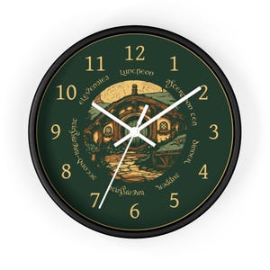 Seven Meals Wall Clock: Round Door Cottage Art - Halfling Kitchen Decor - Silent Mechanism - Fantasy Book Gift image 8