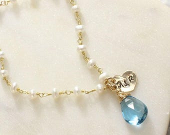Something blue personalized bracelet for bride, couples initials, wire wrapped blue gemstone bracelet, wedding gift for bride wife to be