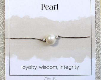 Collar de perlas minimalista: solitario de perla natural, joyería para cumpleaños de junio, piedra de nacimiento de Géminis.