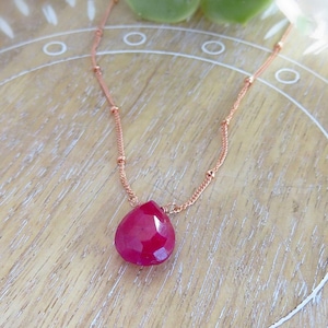Genuine ruby necklace, cancer sign gift for her, July birthstone necklace, ruby pendant layering necklace, BFF gift, semiprecious jewelry