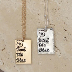 Badge necklace, police wife necklace, jewelry gift for mom of police officer, support police, back the blue, thin blue line jewelry gift