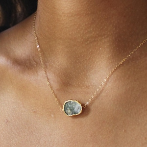 Moss Agate layering necklaces for women, boho crystal necklace, gem slice pendant, minimalist jewelry gift for her, green agate jewelry