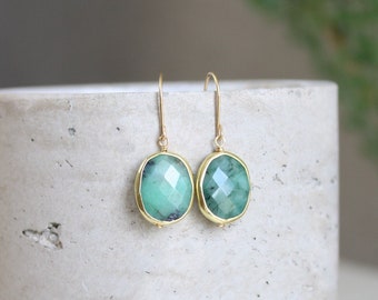 Emerald earrings, natural emeralds, dangling gold gemstone earrings, gift for may birthday gift, Taurus gift, gift for gilrfriend wife