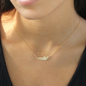 Angel wing necklace, remembrance necklace, angel necklace, dainty angel wing charm layering necklace for women, memorial jewelry, 925 silver