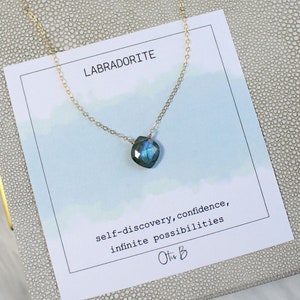 Dainty labradorite necklace, minimalist gemstone layering necklaces for women, WATERPROOF jewelry gift for her, blue labradorite stone