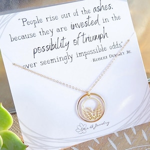 Motivational jewelry gift, Phoenix necklace, encouragement gift, Still I rise, phoenix charm, gift for survivor, divorce gift for women
