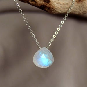 Minimalist Moonstone Drop Necklace, June Birthstone, Gemini Gift