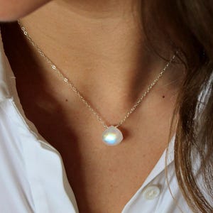 Minimalist Moonstone Necklace, Graduation gift for her, June Birthstone, Gemini Gift, sterling silver, gold filled