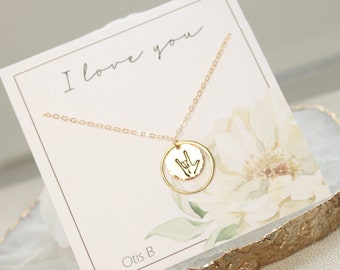 I love you charm necklace, sign language necklace, ASL, Mothers Day gift for mom, gift for wife sister bestie BFF, eternity necklace