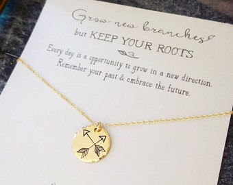 Arrow necklace, inspirational gift for her, stamped coin necklace, graduation gift, motivational gift, gift for graduate,inspirational quote