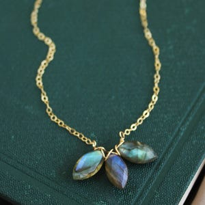 Handmade Labradorite Necklace, Sterling Silver or Gold Filled, waterproof everyday layering gemstone necklaces for women