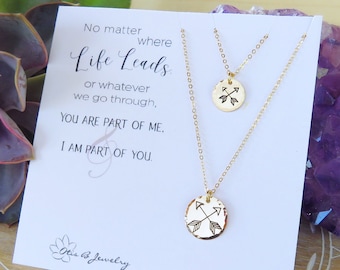 Mothers day jewelry gift, gift for mom, two necklace set for mother and daughter, matching charm necklaces to share, waterproof jewelry