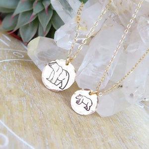 Mother Daughter two necklace set, graduation gift, Mama bear necklace & baby bear cub charm necklace, hand stamped jewelry, gift for mom