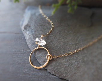 Herkimer diamond necklace, raw Diamond necklace, April birthstone necklace for woman, Aries jewelry gift for her, crystal layering necklaces