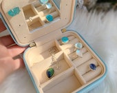 Travel jewelry case, vegan leather jewelry box, small jewelry organizer, small jewelry box, gift for her, ring box, jewelry storage case