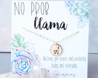 Llama necklace, llama charm necklace, boho necklace, Llama gifts, alpaca necklace, no prob llama, llama mama, teacher gifts, alpaca gifts