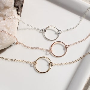 Open circle necklace, karma necklace, minimal necklace, eternity necklace, layering necklace, everyday necklace, silver circle necklace image 1