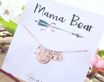 Personalized necklace for mom, custom mama bear necklace, New mom gift, first jewelry for mom, mama bear necklace, mothers day necklace