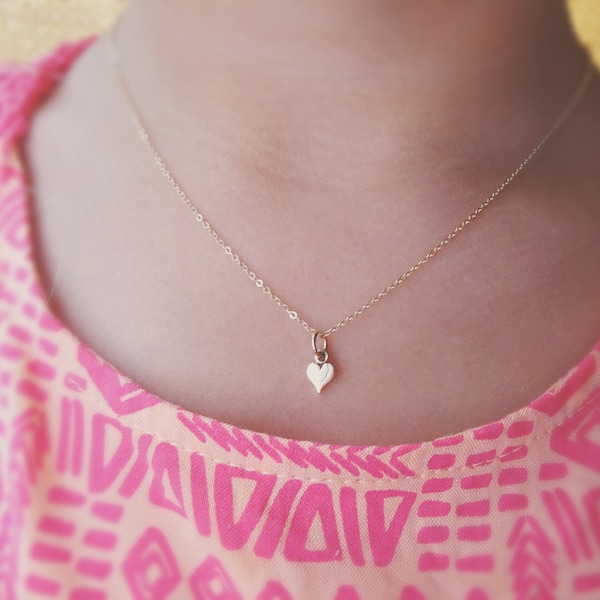 Tiny heart charm necklace, 100% sterling silver, back to school, piece of my heart, first day of kindergarten, Otis B kids, 925 sterling