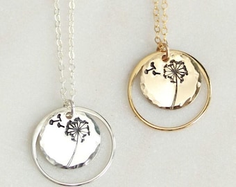 Dandelion Wish Necklace, Sterling silver or Gold filled, Gift for graduate, graduation gift for daughter