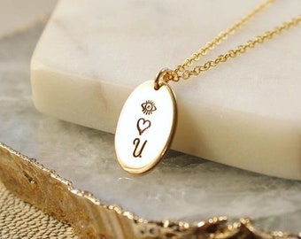 I love you necklace, Mothers Day gift for her, oval charm pendant necklace, love necklace, gift for girlfriend wife sister, Otis B