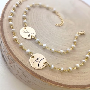 Personalized bracelet, pearl bracelet with initial, Initial bracelet, gift for her, bridesmaid gift, daughter gift for daughter, sorority