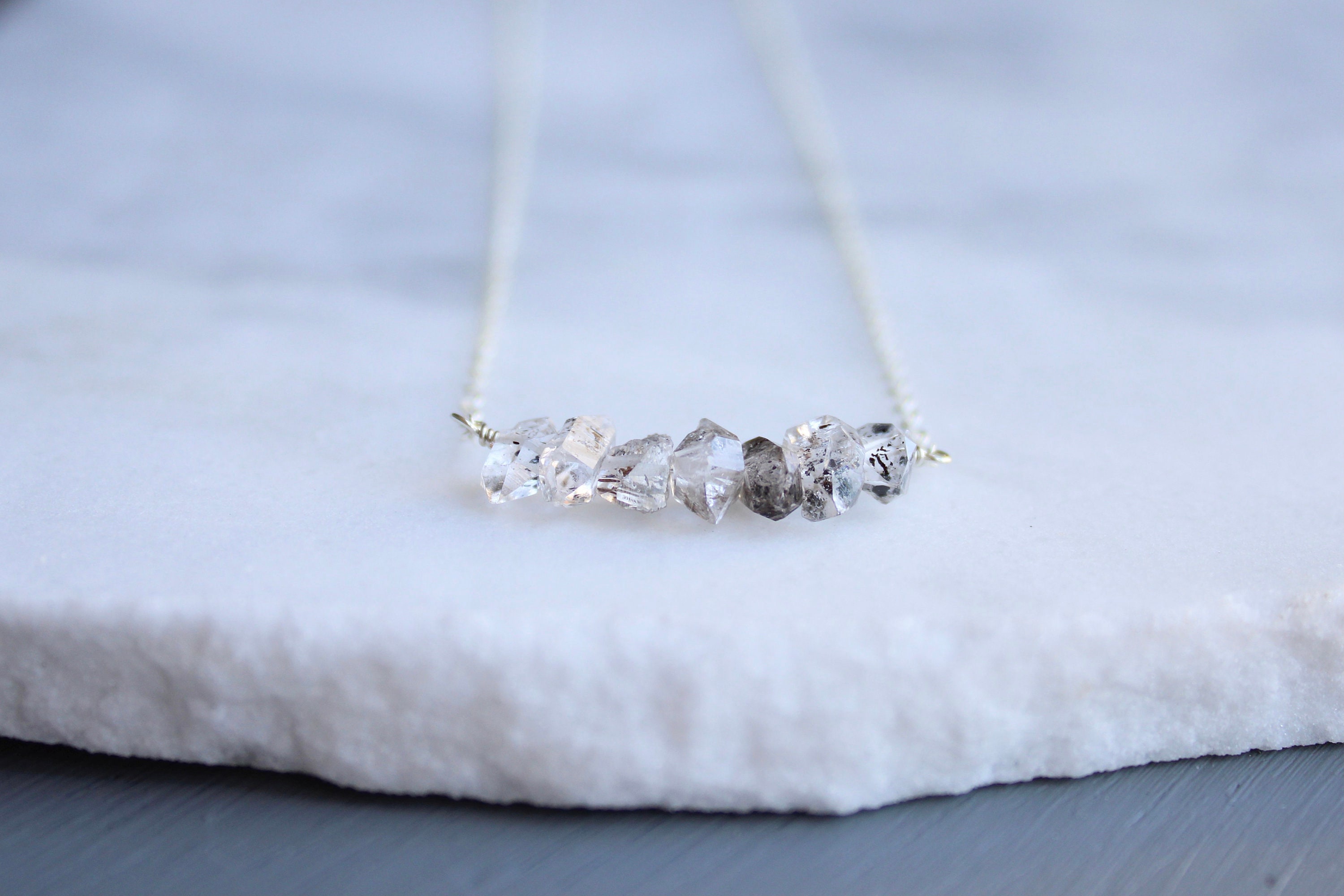 Salt & pepper herkimer diamond necklace herkimer bar Etsy