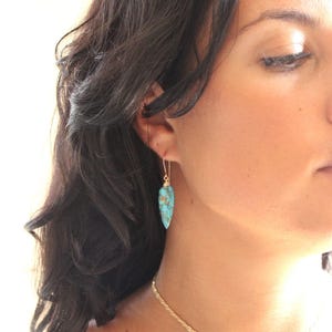 Mojave Turquoise Lariat Necklace & Earrings Set, boho jewelry gift for her, graduation gift, silver or gold image 3