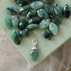 Raw emerald loose pendant charm for permanent jewelry and charm collections, natural gemstone add on, necklace charms, earring charms