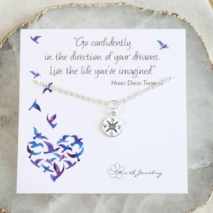 Graduation gift for her, Compass bracelet, inspirational gift for graduate, waterproof jewelry gift for daughter, sister gift, friendship