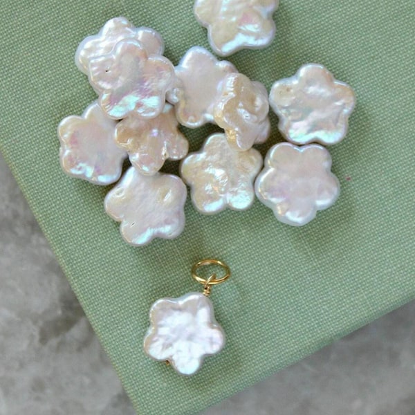 Zoetwaterparelbloembedel, parelkettingbedel, oorbelbedels, bloemensieraden cadeau voor haar, geboortesteen juni, tweelingcadeau