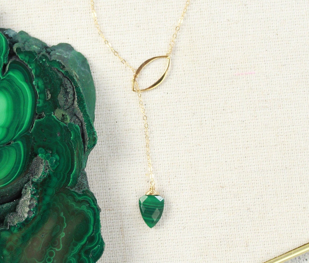 Movado |Men's green malachite pendant on chain