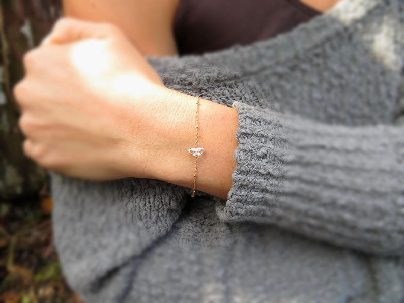 Herkimer diamanten armband, fijn kristal, verstelbare ketting afbeelding 2