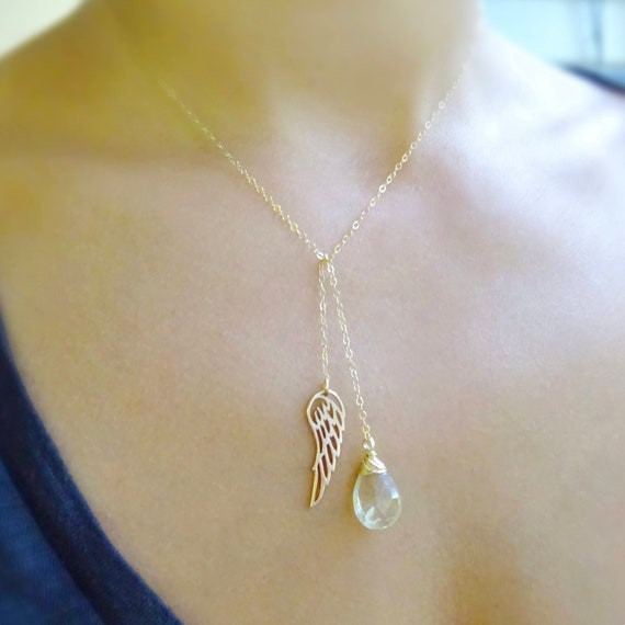 Angel necklace angel Wing necklace remembrance necklace custom gemstone necklace sympathy gift loss of mom dad baby memorial necklace Etsy