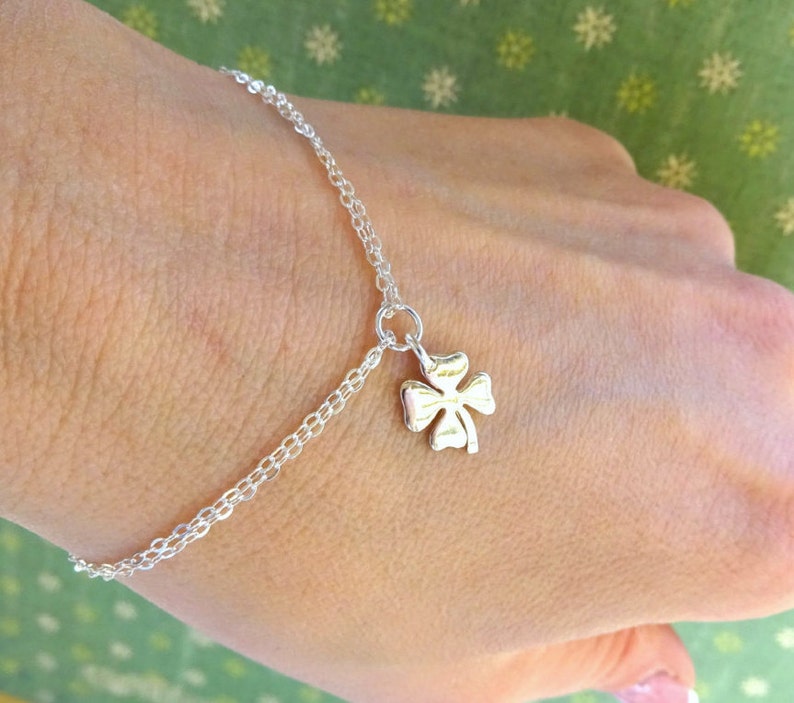 Lucky Charm Bracelet Shamrock Four Leaf Clover Bracelet Etsy