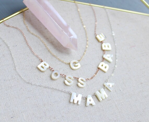 Monogram Necklace Shell Letter Necklace 