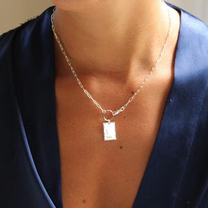 Personalized necklaces for women, square necklace, hand stamped name monogram initial necklace, waterproof paperclip chain necklaces for her