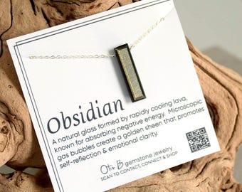 Collier pendentif en obsidienne dorée, cristal de purification énergétique, cadeau de guérison pour elle, bijou bohème